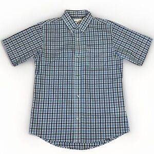 Wrangler Riata Button Up Shirt Boys Blue Plaid Short Sleeve